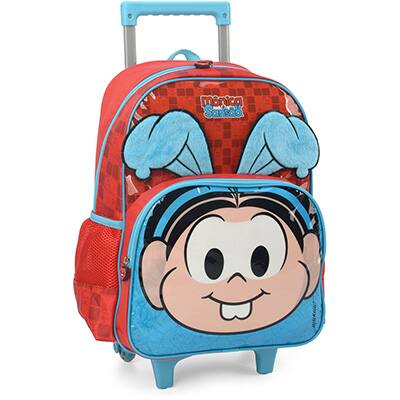Mochila Escolar Infantil de Rodinhas Turma da Mônica em Poliéster Luxcel - PT 1 UN