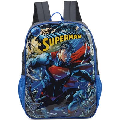 Mochila poliéster, Super-man, Azul, IS37891SM, Luxcel - PT 1 UN