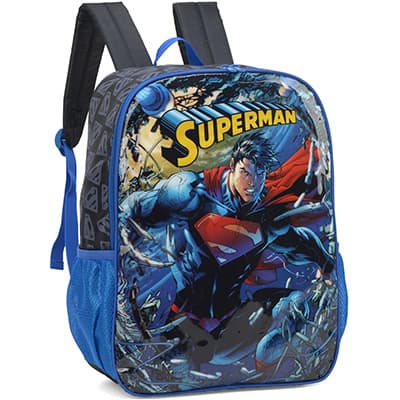 Mochila poliéster, Super-man, Azul, IS37891SM, Luxcel - PT 1 UN