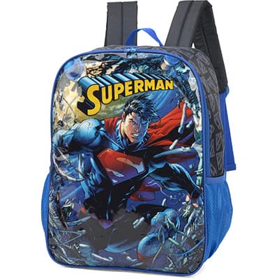 Mochila poliéster, Super-man, Azul, IS37891SM, Luxcel - PT 1 UN