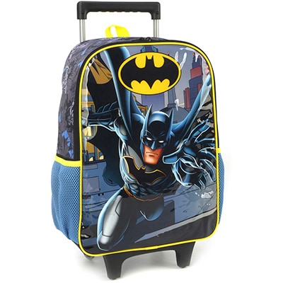 Mochila Escolar Infantil de Rodinhas DC Batman em Poliéster Luxcel - PT 1 UN