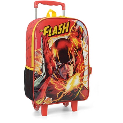 Mochila Escolar Infantil de Rodinhas DC Liga da Justiça Flash em Poliéster Luxcel - PT 1 UN