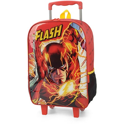 Mochila Escolar Infantil de Rodinhas DC Liga da Justiça Flash em Poliéster Luxcel - PT 1 UN