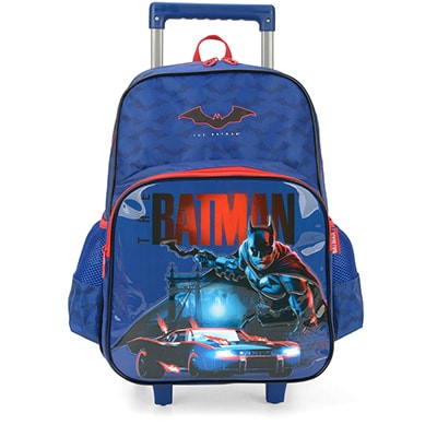 Mochila Escolar Infantil de Rodinhas DC Batman em Poliéster Luxcel - PT 1 UN