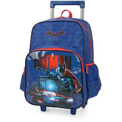 Mochila Escolar Infantil de Rodinhas DC Batman em Poliéster Luxcel - PT 1 UN