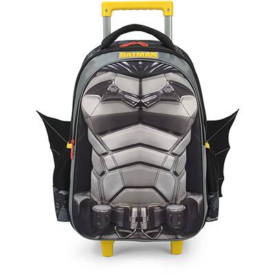 Mochila Escolar Infantil de Rodinhas DC Batman em Poliéster Luxcel - PT 1 UN