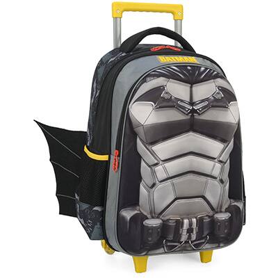 Mochila Escolar Infantil de Rodinhas DC Batman em Poliéster Luxcel - PT 1 UN