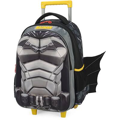 Mochila Escolar Infantil de Rodinhas DC Batman em Poliéster Luxcel - PT 1 UN