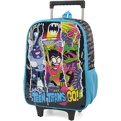 Mochila Escolar Infantil de Rodinhas DC Jovens Titãs Teen Titans Go em Poliéster Luxcel - PT 1 UN