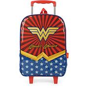 Mochila Escolar Infantil de Rodinhas DC Mulher Maravilha em Poliéster Luxcel - PT 1 UN
