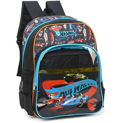 Mochila Infantil Hot Wheels em Poliéster Luxcel - PT 1 UN