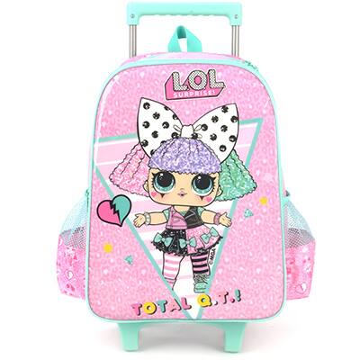 Mochila Escolar Infantil de Rodinhas LOL em Poliéster Luxcel - PT 1 UN