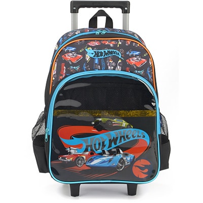 Mochila Escolar Infantil de Rodinhas Hot Wheels Mattel em Poliéster Luxcel - PT 1 UN