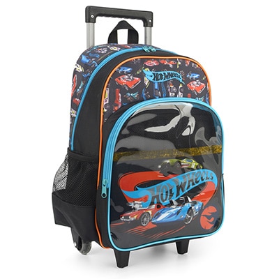 Mochila Escolar Infantil de Rodinhas Hot Wheels Mattel em Poliéster Luxcel - PT 1 UN