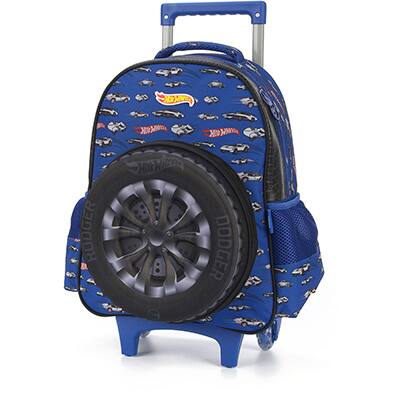 Mochila Escolar Infantil de Rodinhas Hot Wheels Mattel em Poliéster Luxcel - PT 1 UN