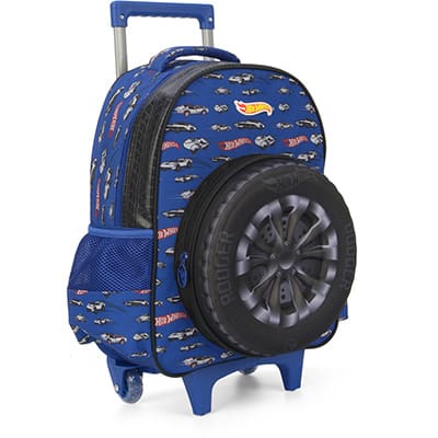 Mochila Escolar Infantil de Rodinhas Hot Wheels Mattel em Poliéster Luxcel - PT 1 UN