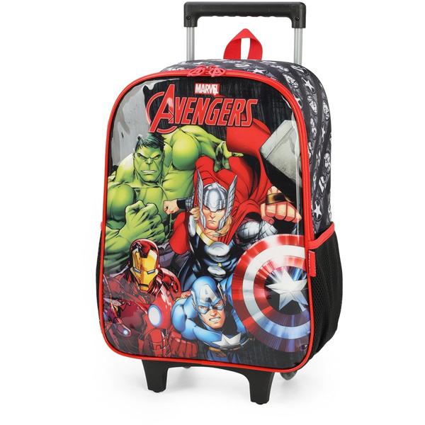 Mochila Escolar Infantil de Rodinhas Vingadores Avengers Marvel em Poliéster Luxcel - PT 1 UN