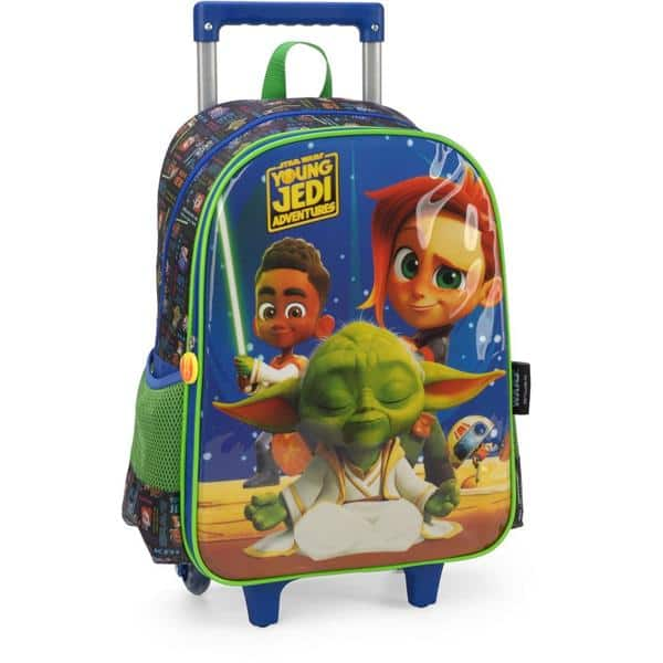 Mochila Escolar Infantil de Rodinhas Star Wars verde Luxcel - PT 1 UN