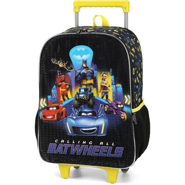 Mochila Escolar Infantil de Rodinhas Bat Wheels Mattel em Poliéster Preto Luxcel - PT 1 UN