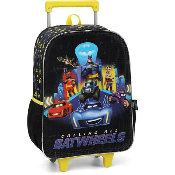 Mochila Escolar Infantil de Rodinhas Bat Wheels Mattel em Poliéster Preto Luxcel - PT 1 UN