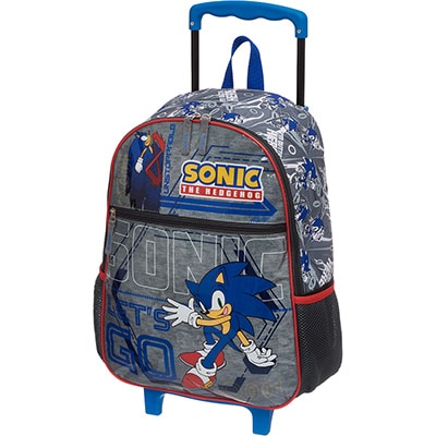 Mochila Escolar Infantil de Rodinhas Sonic em Poliéster Pacific - PT 1 UN