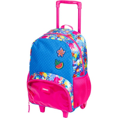 Mochila Escolar Infantil de Rodinhas Floral colorido Sestini - PT 1 UN