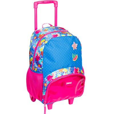 Mochila Escolar Infantil de Rodinhas Floral colorido Sestini - PT 1 UN