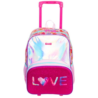 Mochila Escolar Infantil de Rodinhas x Love Poliéster colorido Sestini - PT 1 UN