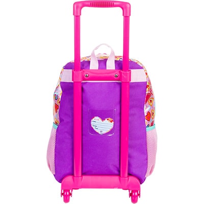 Mochila Escolar Infantil de Rodinhas x Love Poliéster colorido Sestini - PT 1 UN