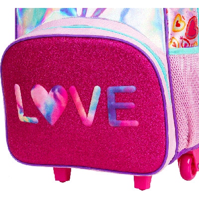 Mochila Escolar Infantil de Rodinhas x Love Poliéster colorido Sestini - PT 1 UN