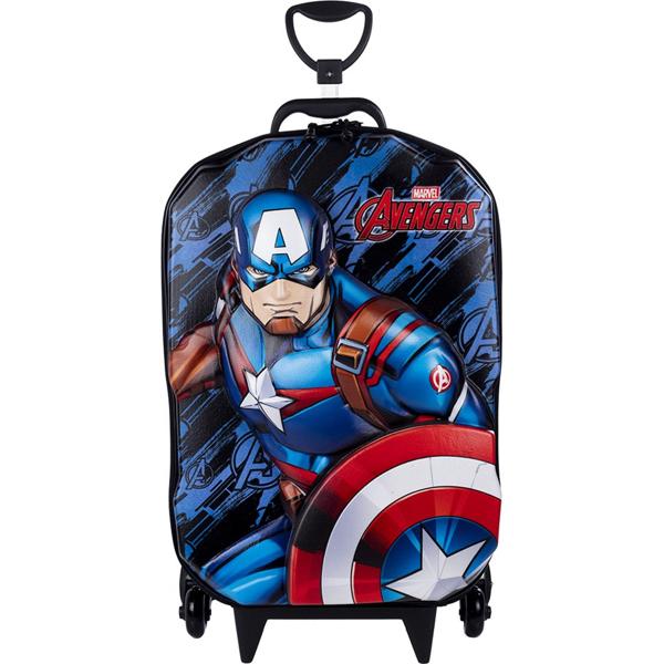 Mochila Escolar Infantil de Rodinhas Marvel Vingadores Avengers Capitão América em EVA Maxtoy - PT 1 UN