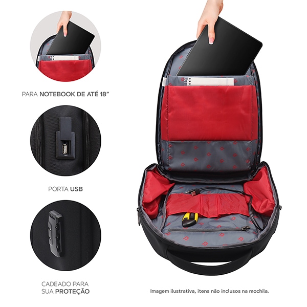 Mochila para notebook até 18", em poliéster, Preta, CQ-200 loc, Compaq - PT 1 UN