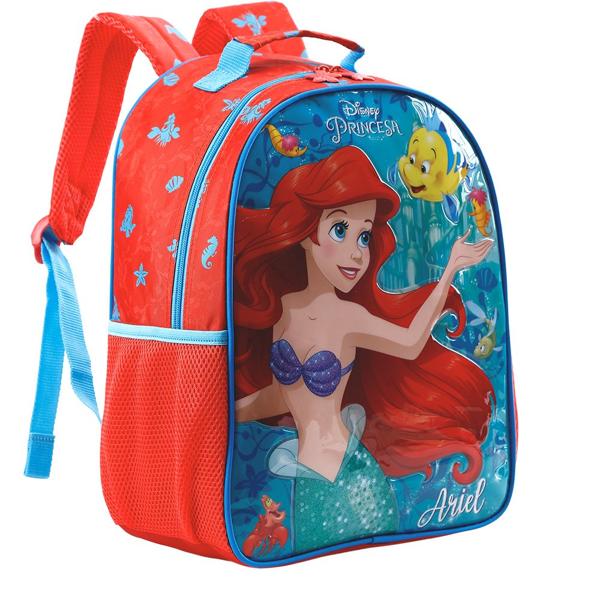 Mochila Infantil Disney Princesas Ariel em Poliéster 16" Xeryus - PT 1 UN