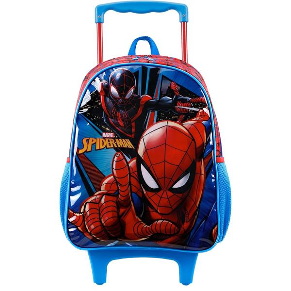 Mochila Escolar Infantil de Rodinhas Homem Aranha Spiderman Marvel Spiderman Marvel em Poliéster 16" Xeryus - PT 1 UN