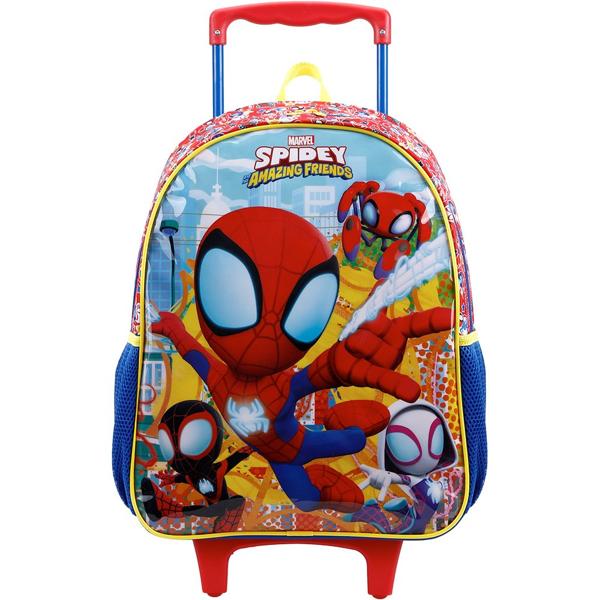 Mochila Escolar Infantil de Rodinhas Marvel Spidey e Seus Amigos em Poliéster 14" Xeryus - PT 1 UN