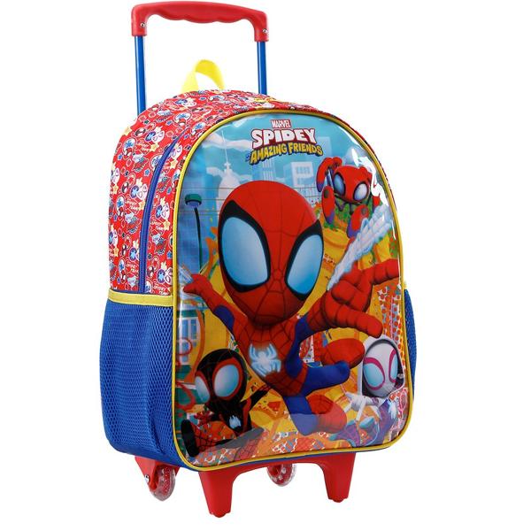 Mochila Escolar Infantil de Rodinhas Marvel Spidey e Seus Amigos em Poliéster 14" Xeryus - PT 1 UN