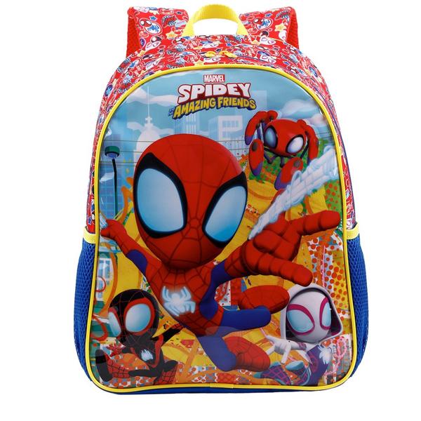 Mochila Infantil Marvel Spidey e Seus Amigos em Poliéster 14" Xeryus - PT 1 UN