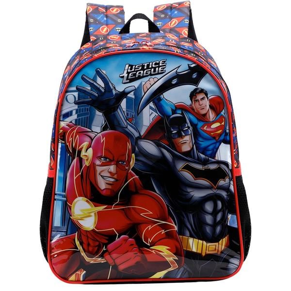 Mochila Infantil DC Liga da Justiça em Poliéster 16" Xeryus - PT 1 UN