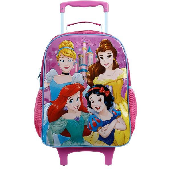 Mochila Escolar Infantil de Rodinhas Princesas Disney em Poliéster 16" Xeryus - PT 1 UN