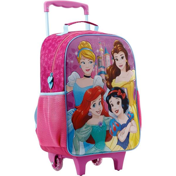 Mochila Escolar Infantil de Rodinhas Disney Princesas em Poliéster 16" Xeryus - PT 1 UN