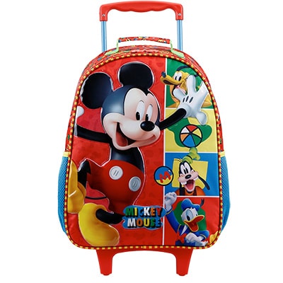 Mochila Escolar Infantil de Rodinhas Mickey Disney em Poliéster 16" Xeryus - PT 1 UN