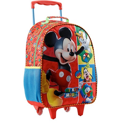 Mochila Escolar Infantil de Rodinhas Disney Mickey em Poliéster 16" Xeryus - PT 1 UN