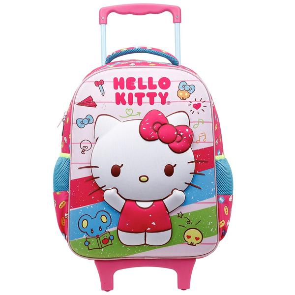 Mochila Escolar Infantil de Rodinhas Hello Kitty em Poliéster Xeryus - PT 1 UN