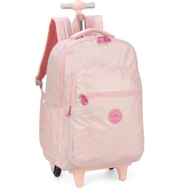 Mochila Escolar com rodas Barbie Mattel rosa em Poliéster, Luxcel - PT 1 UN