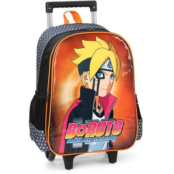 Mochila Escolar Infantil de Rodinhas Naruto - Boruto em Poliéster Luxcel - PT 1 UN