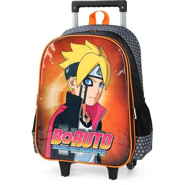 Mochila Escolar Infantil de Rodinhas Naruto - Boruto em Poliéster Luxcel - PT 1 UN