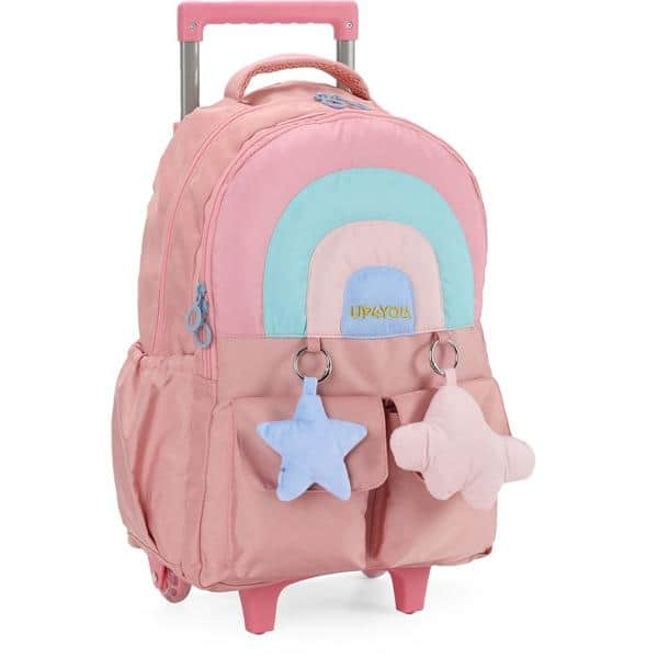 Mochila Escolar Infantil de Rodinhas UP4YOU Rosa Luxcel - PT 1 UN