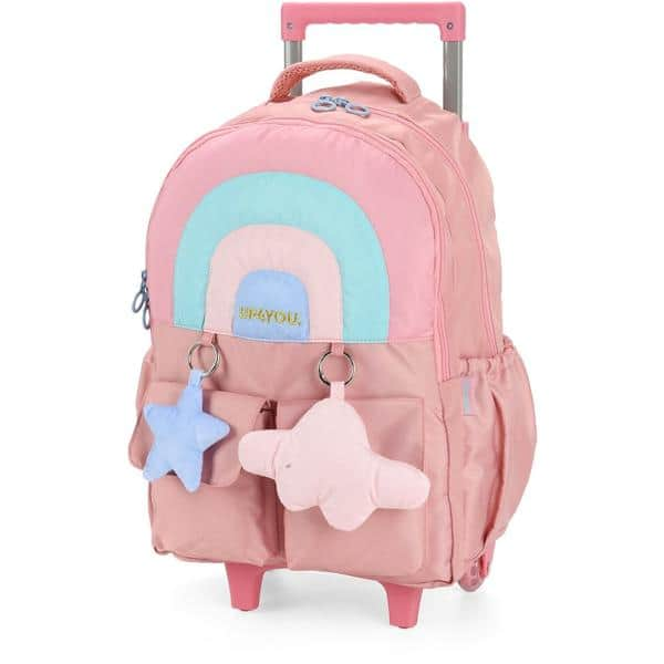 Mochila Escolar Infantil de Rodinhas UP4YOU Rosa Luxcel - PT 1 UN