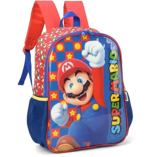 Mochila Infantil Super Mario em Poliéster Luxcel - PT 1 UN