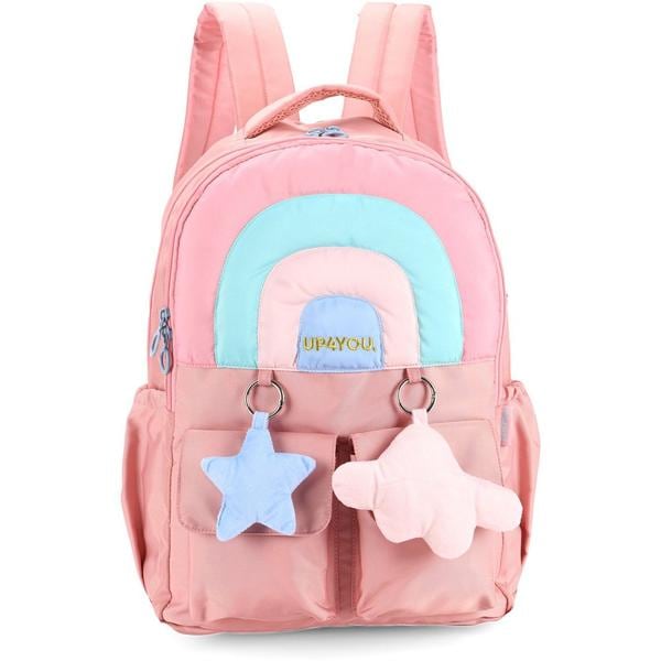 Mochila escolar UP4YOU em poliéster, Rosa, Luxcel - PT 1 UN